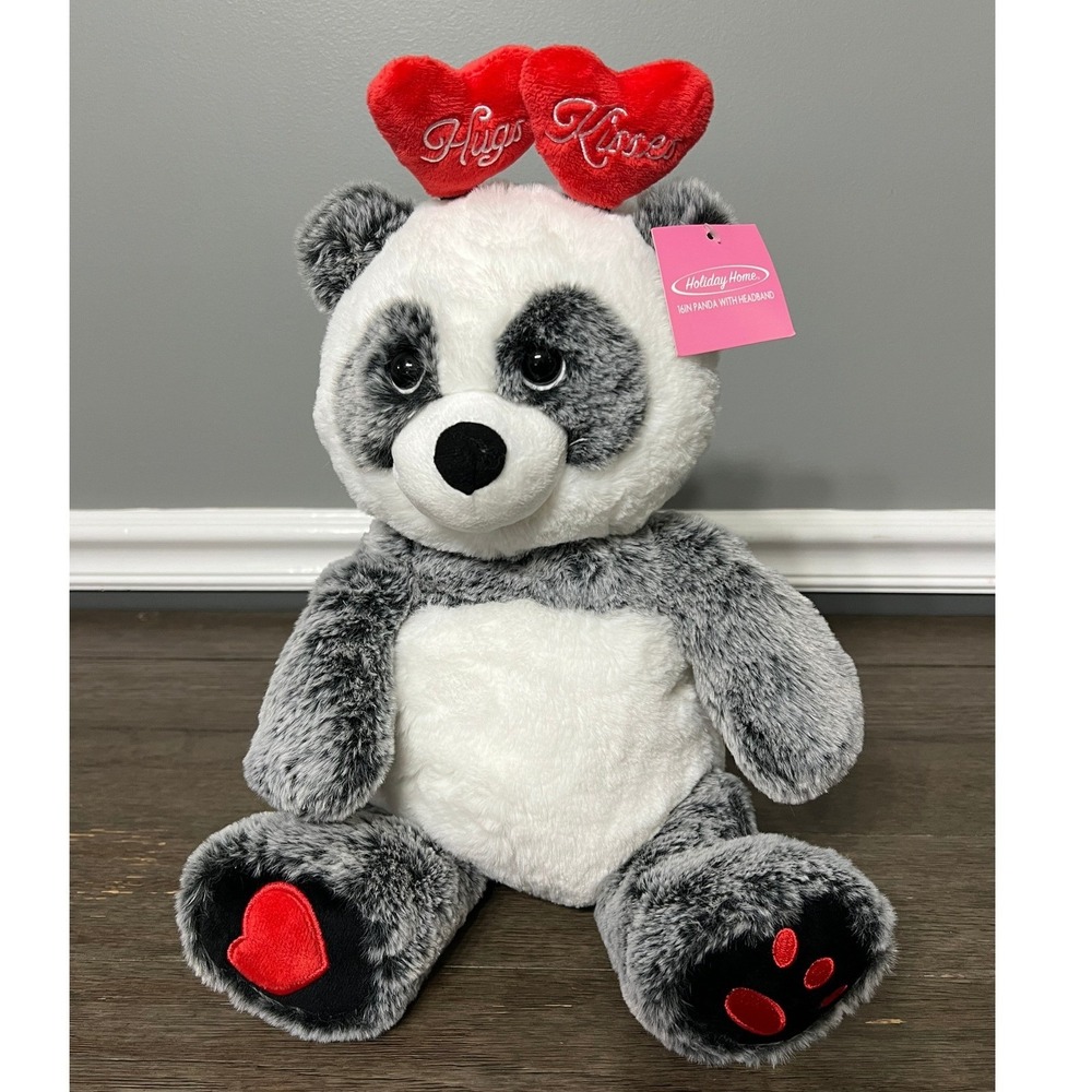 Holiday Home Valentine's Panda Plush Hugs & Kisses‎ Headband NWT Gift Toy